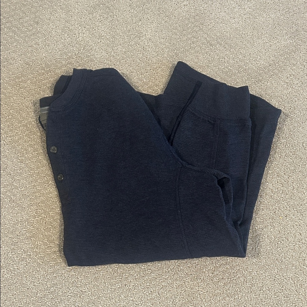 Eddie Bauer Navy Waffle Knit Henley Top